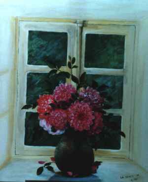 Bouquet de fleurs sur un bord de fenêtre